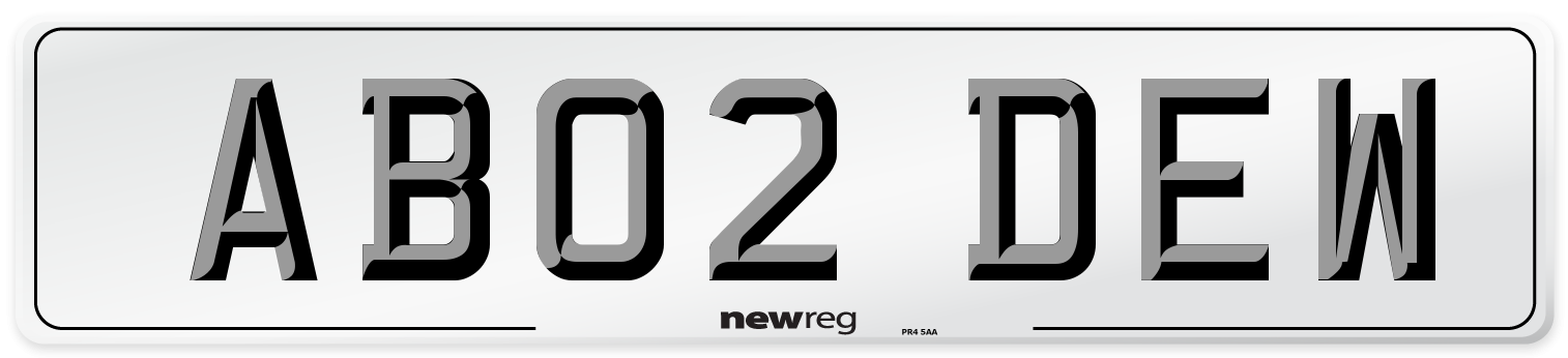 AB02 DEW Number Plate from New Reg